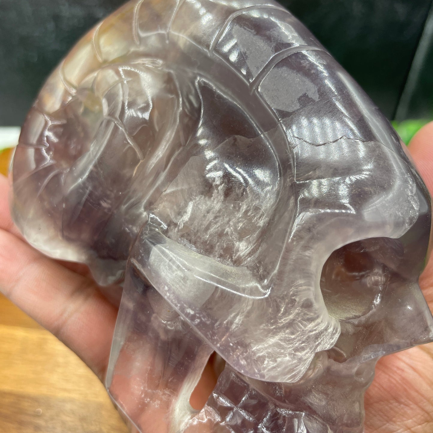 Purple Fluorite with Mica Horned Skull