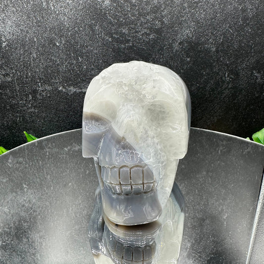 Quartz in Banded Agate Skull