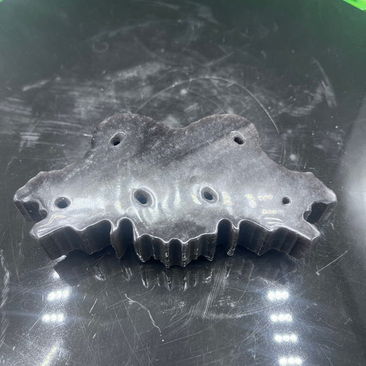 Silver Obsidian Horned Skull
