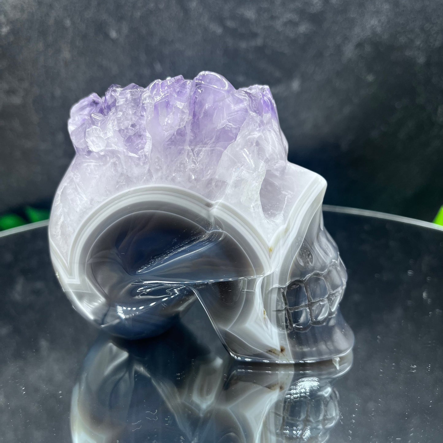 Amethyst in Agate Skull