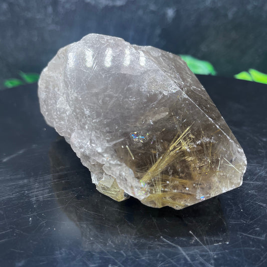 Semi-Polished Gold Rutile in Quartz Point