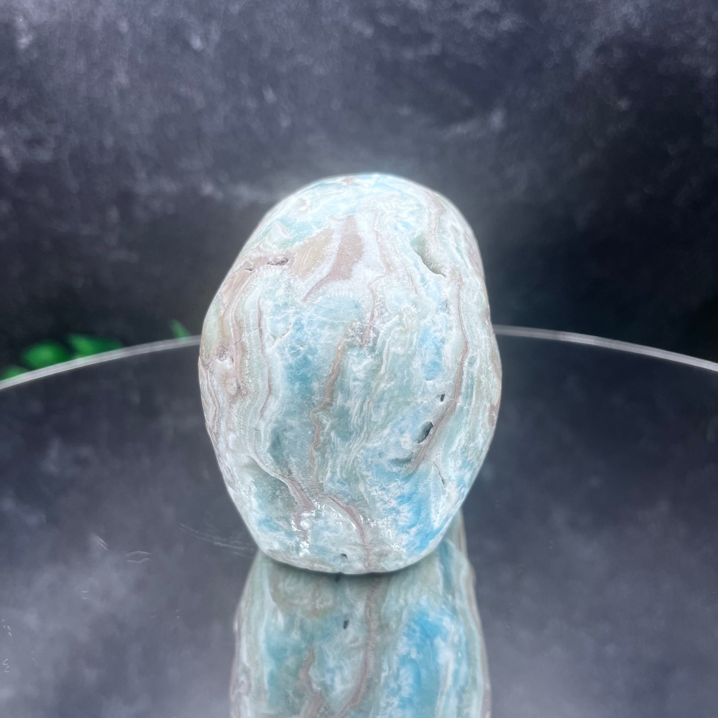 Blue Aragonite Skull