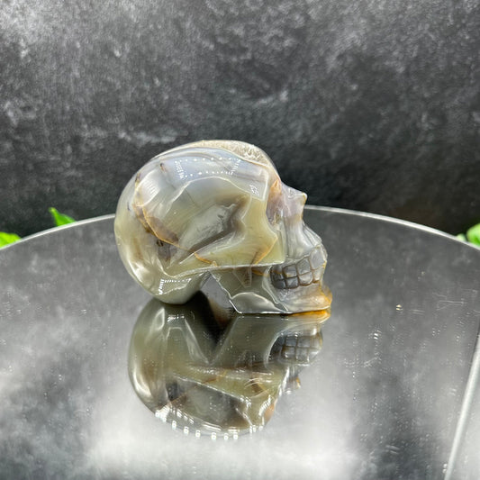 Quartz Druzy in Banded Agate Skull