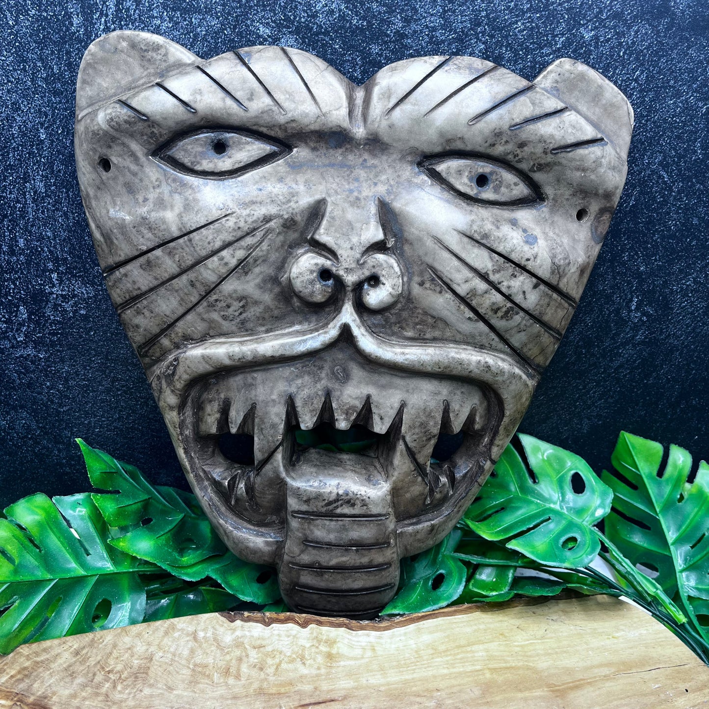 Alabaster Mayan Tiger Mask