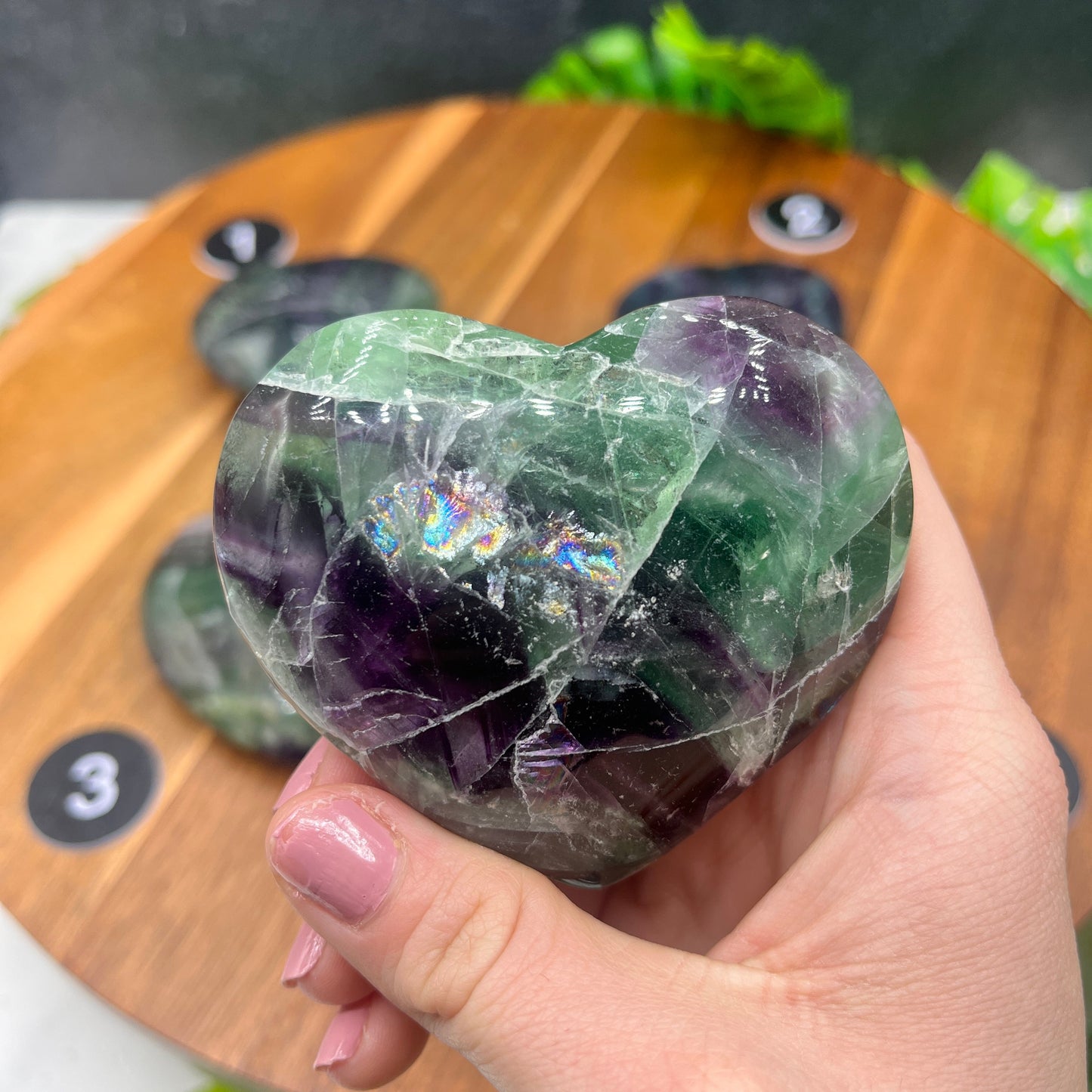 Rainbow Fluorite Heart