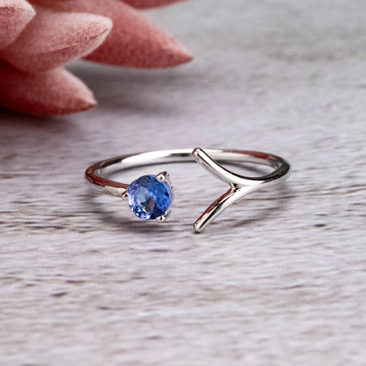 Tanzanite Branch Ring 4mm .925 Silver - Sz 9