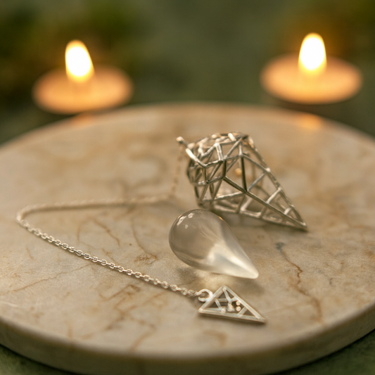 Caged Clear Quartz Crystal Pendulum