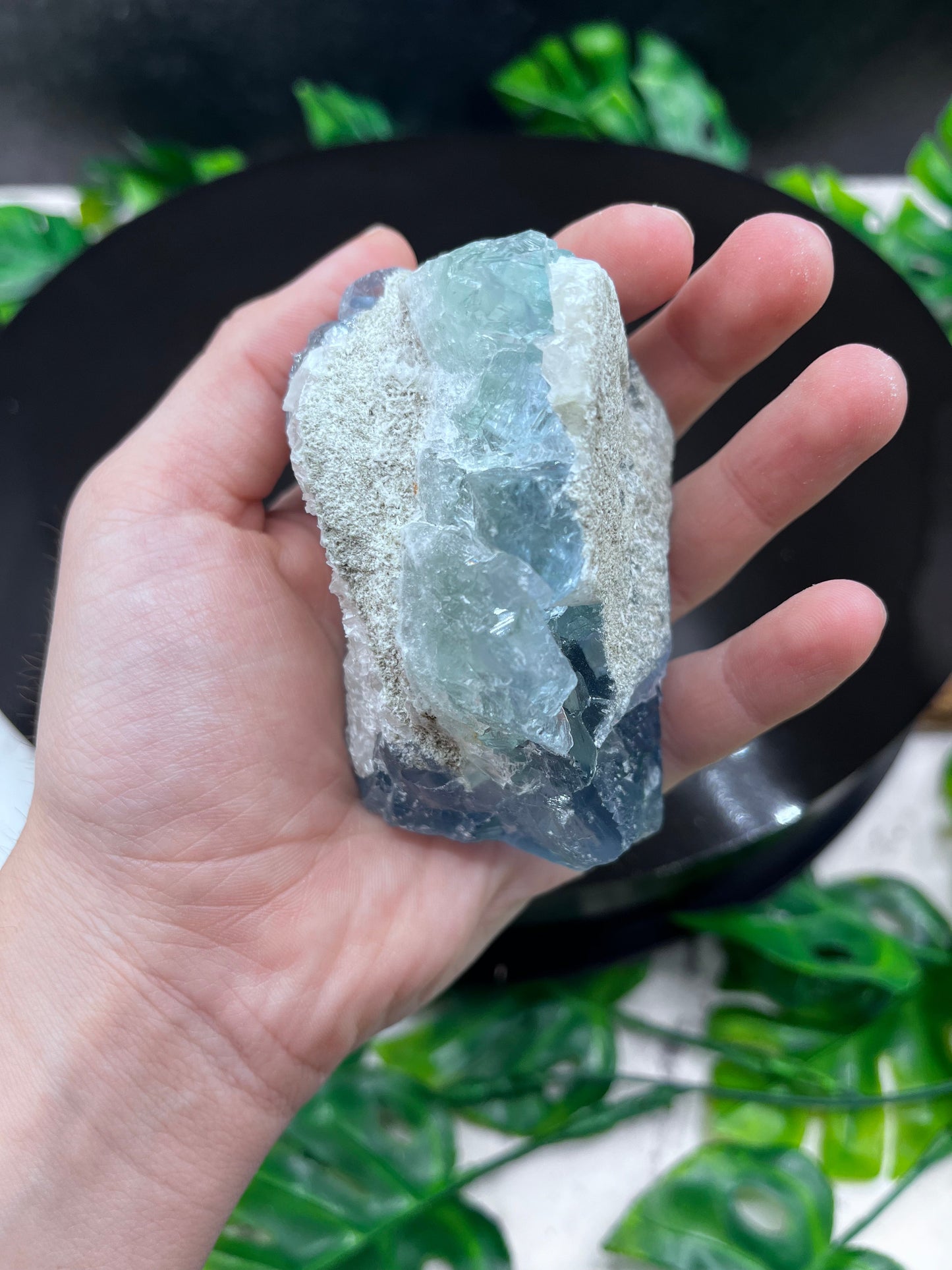 Quartz in Blue Fluorite