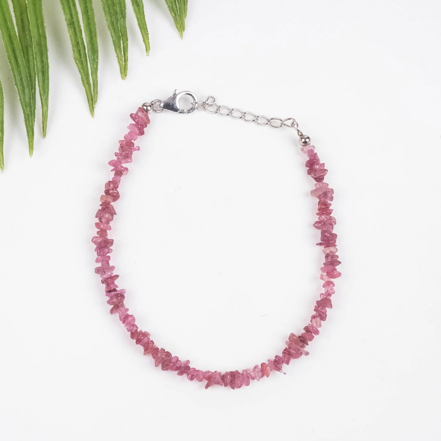 Sterling Silver Pink Tourmaline Chip Bracelet