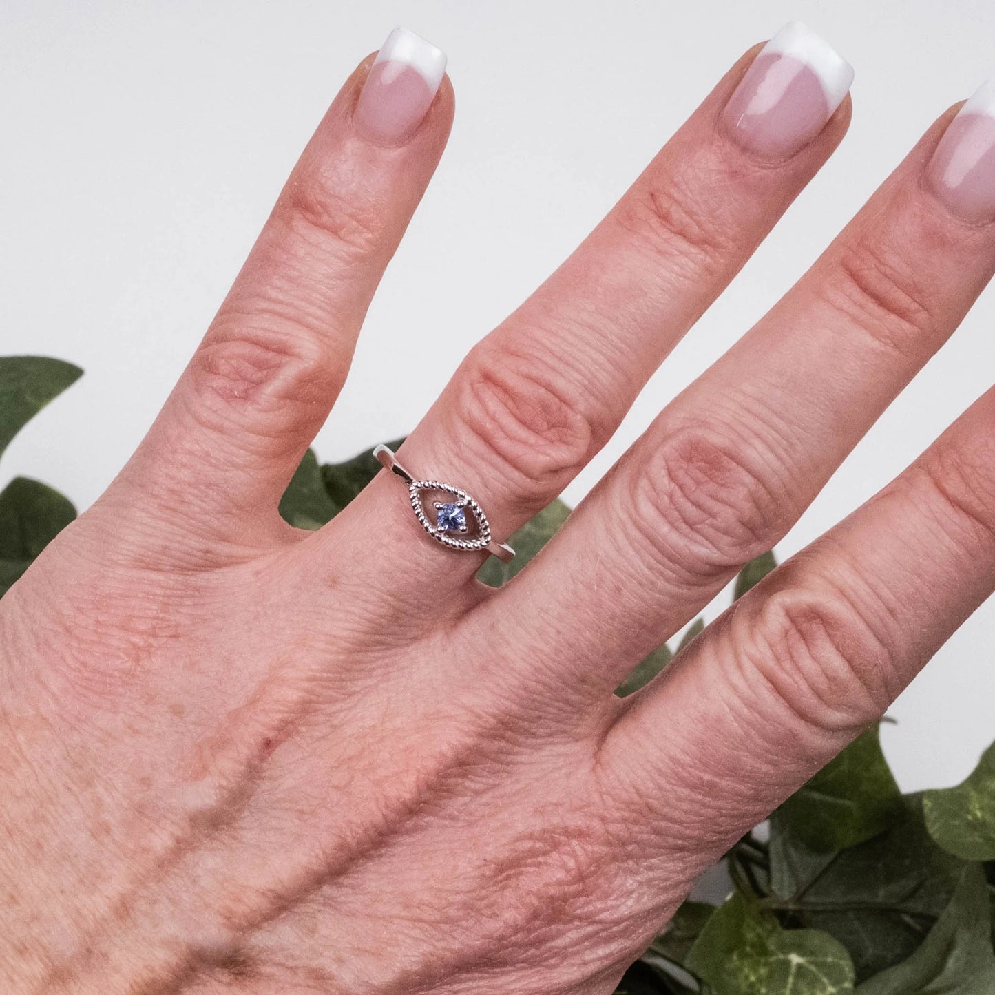 Tanzanite Evil Eye Braided Ring 3mm .925 Silver