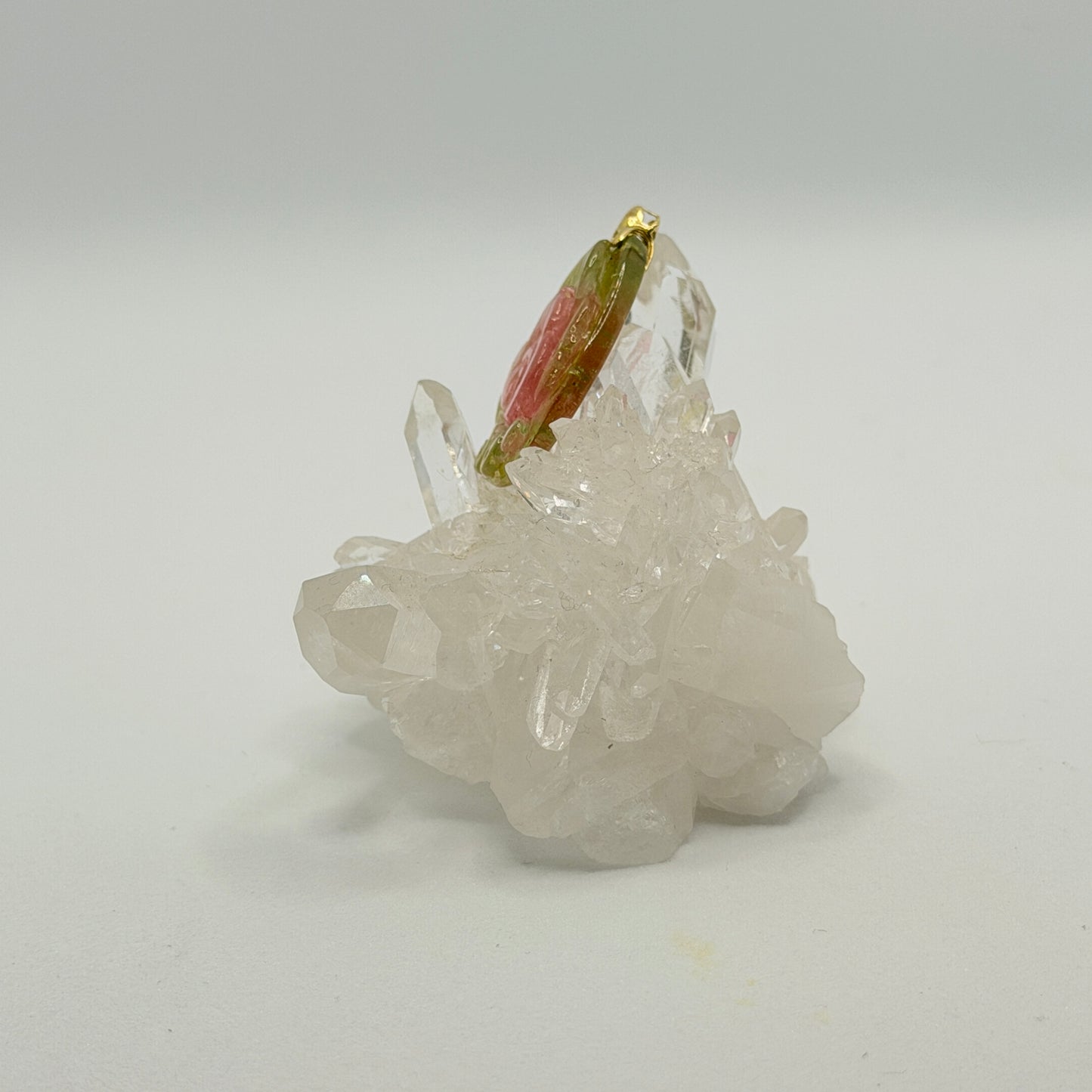 Watermelon Tourmaline Flower Pendant with 14kt gold bail