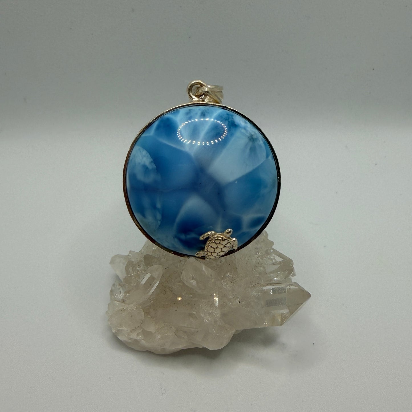 Larimar Round Turtle Pendant