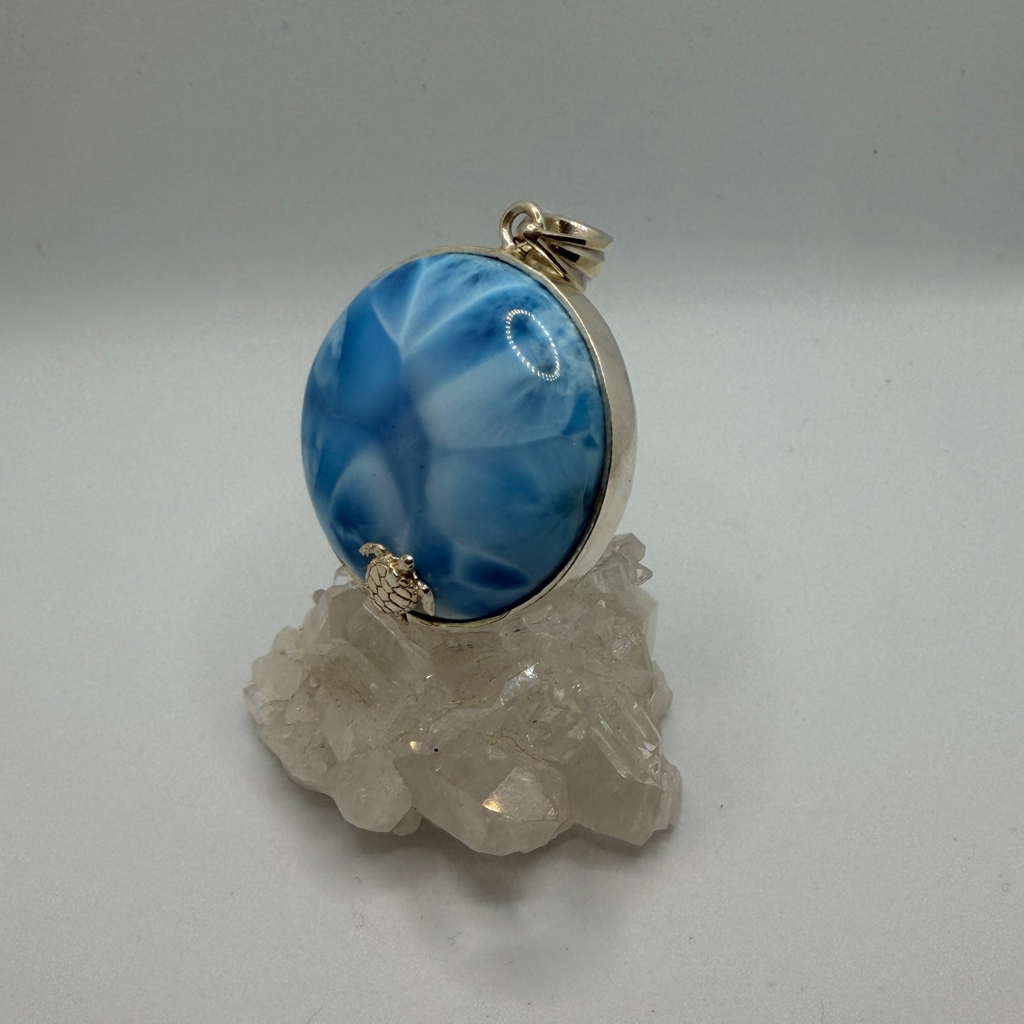 Larimar Round Turtle Pendant