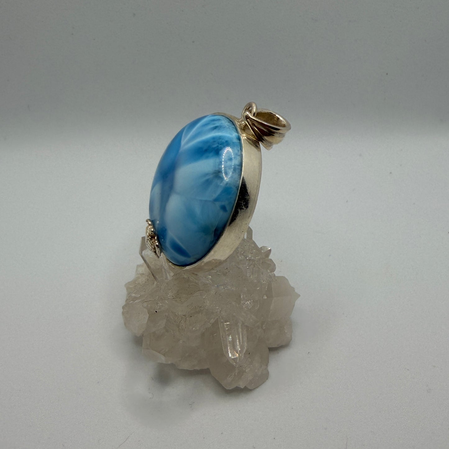 Larimar Round Turtle Pendant