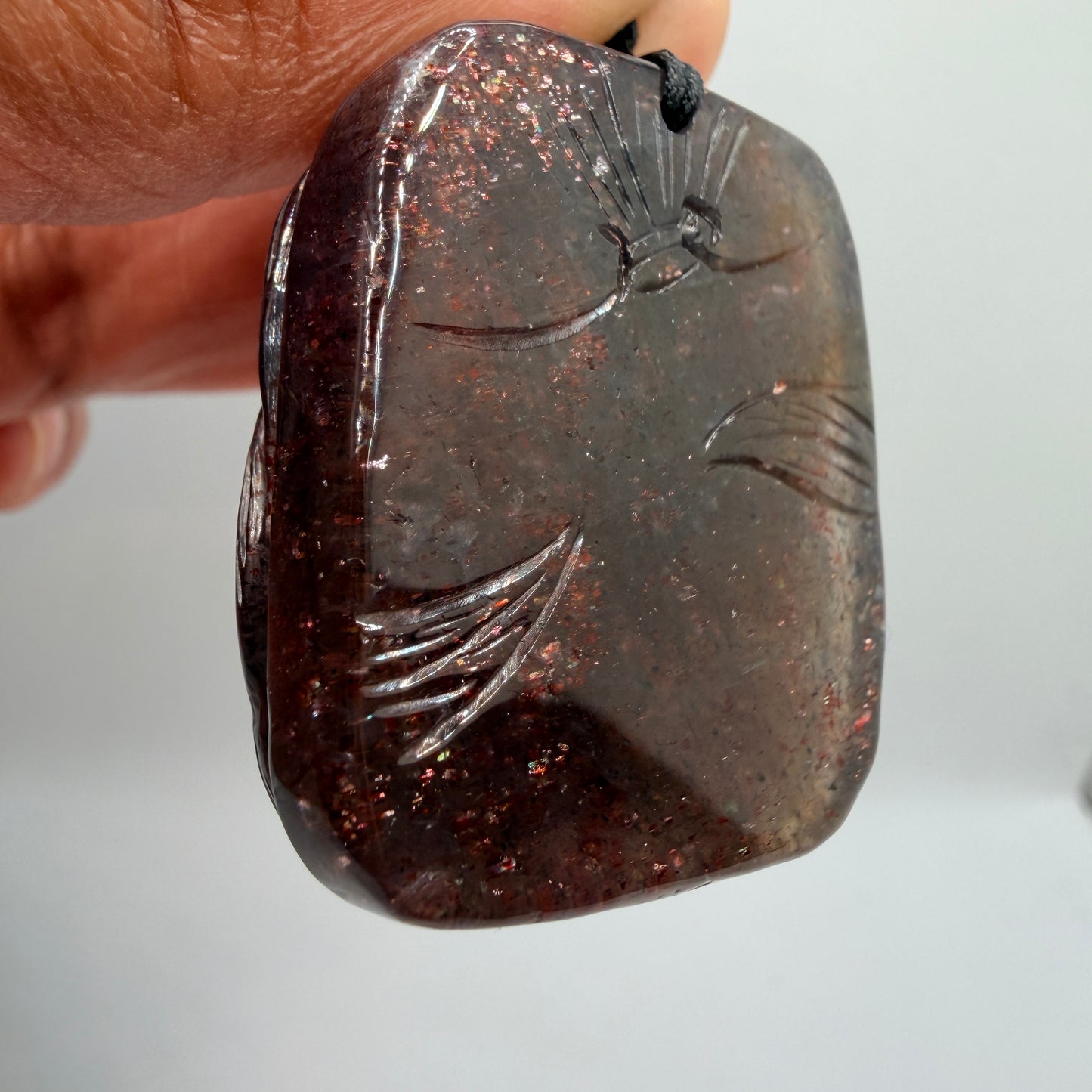 Iolite Sunstone Nine Tail Fox Pendant