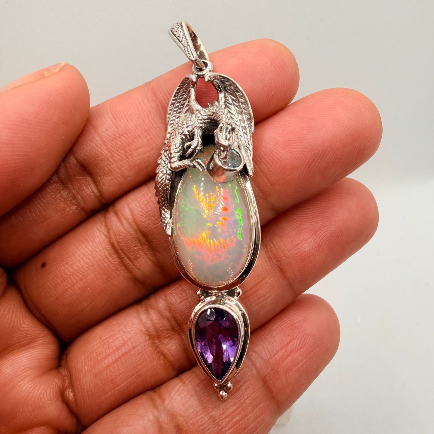 Gotland Dragon Amethyst Opal Pendant