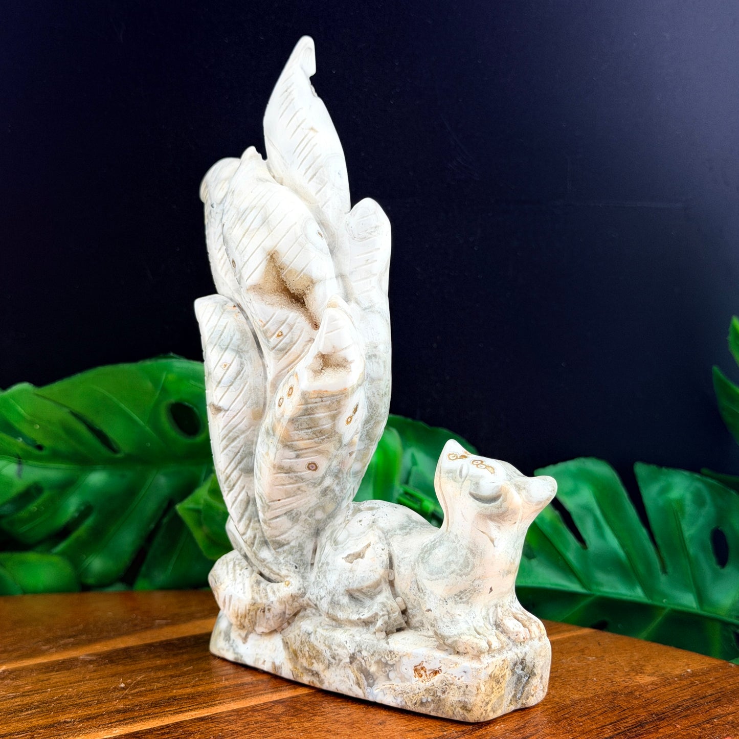 White Orbicular Jasper Nine Tail Fox