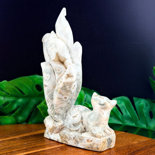 White Orbicular Jasper Nine Tail Fox