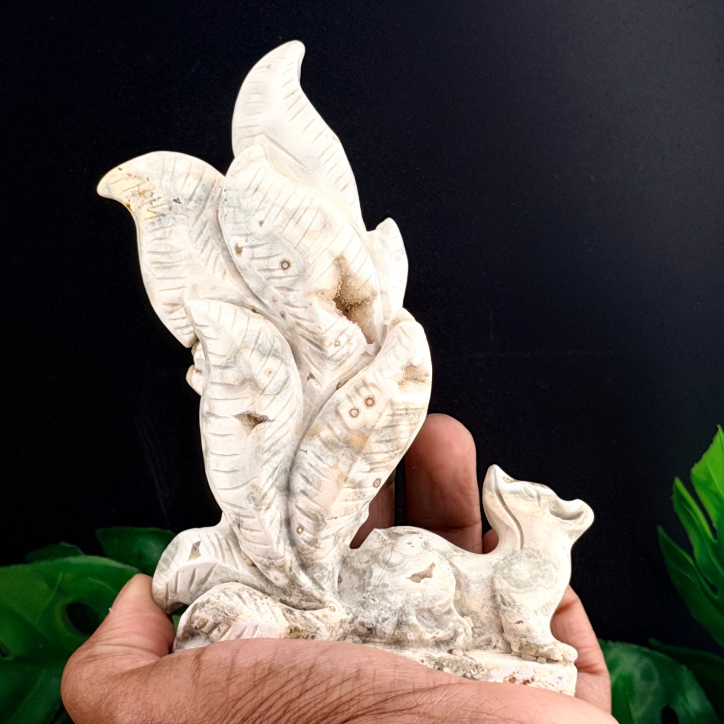 White Orbicular Jasper Nine Tail Fox