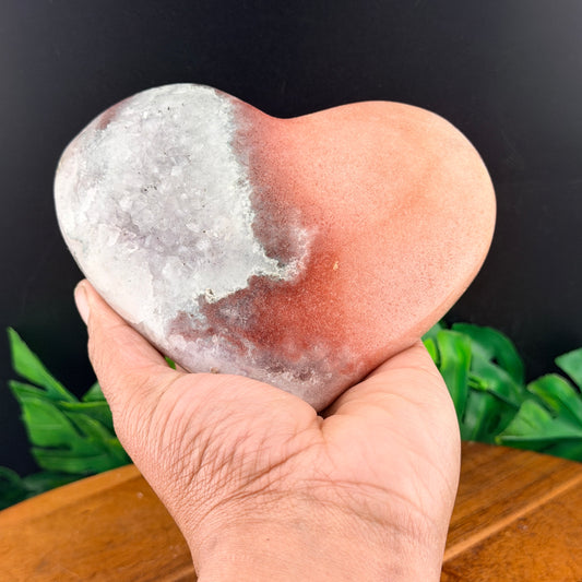 Pink Amethyst Druzy Heart