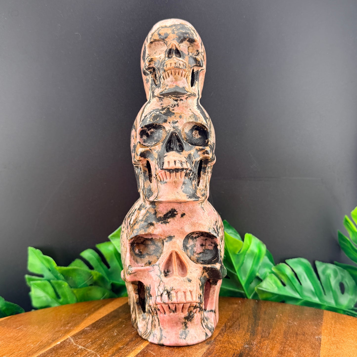Rhodonite Three Tiered Skull