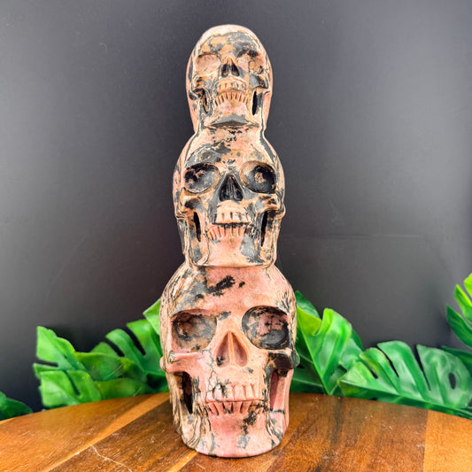 Rhodonite Three Tiered Skull