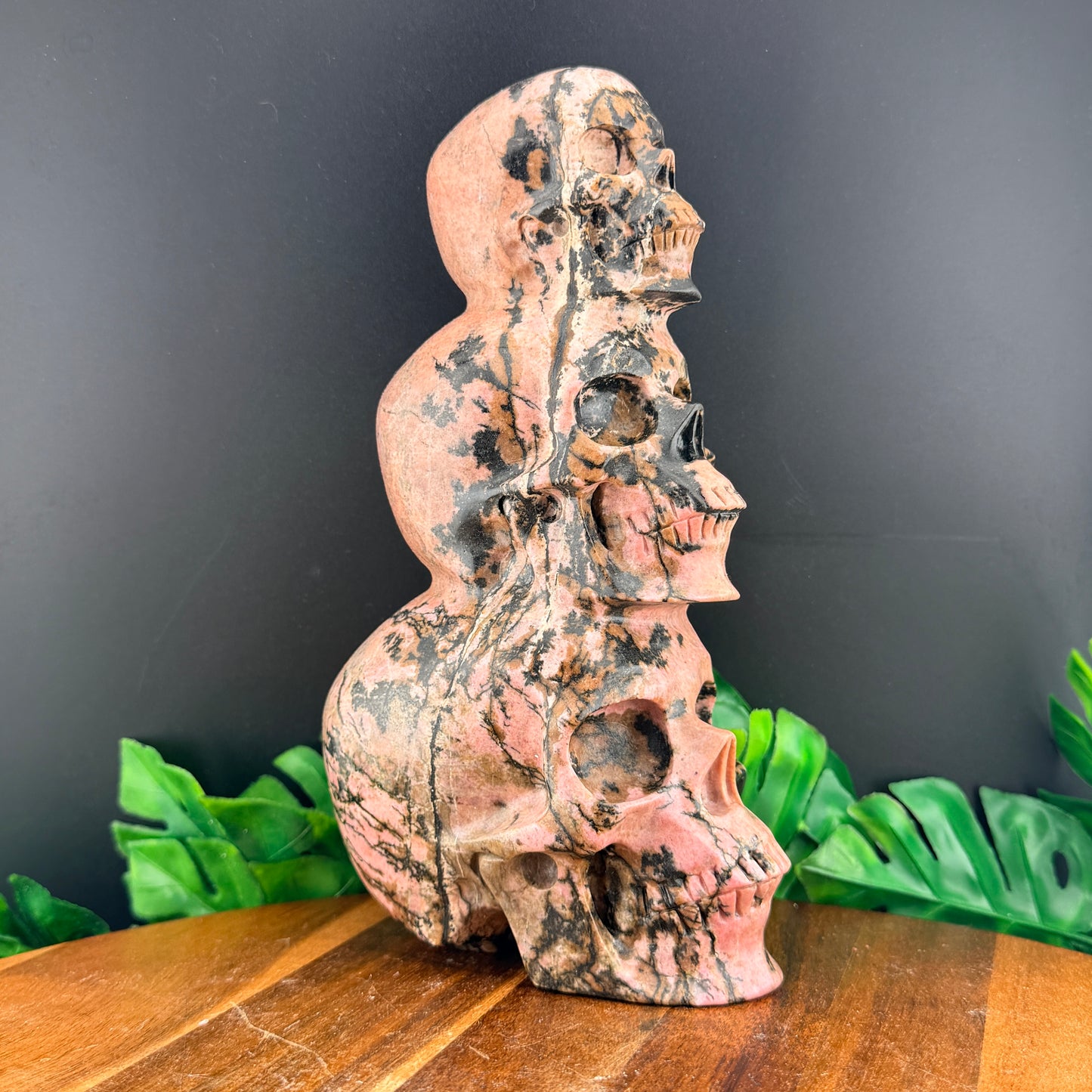 Rhodonite Three Tiered Skull