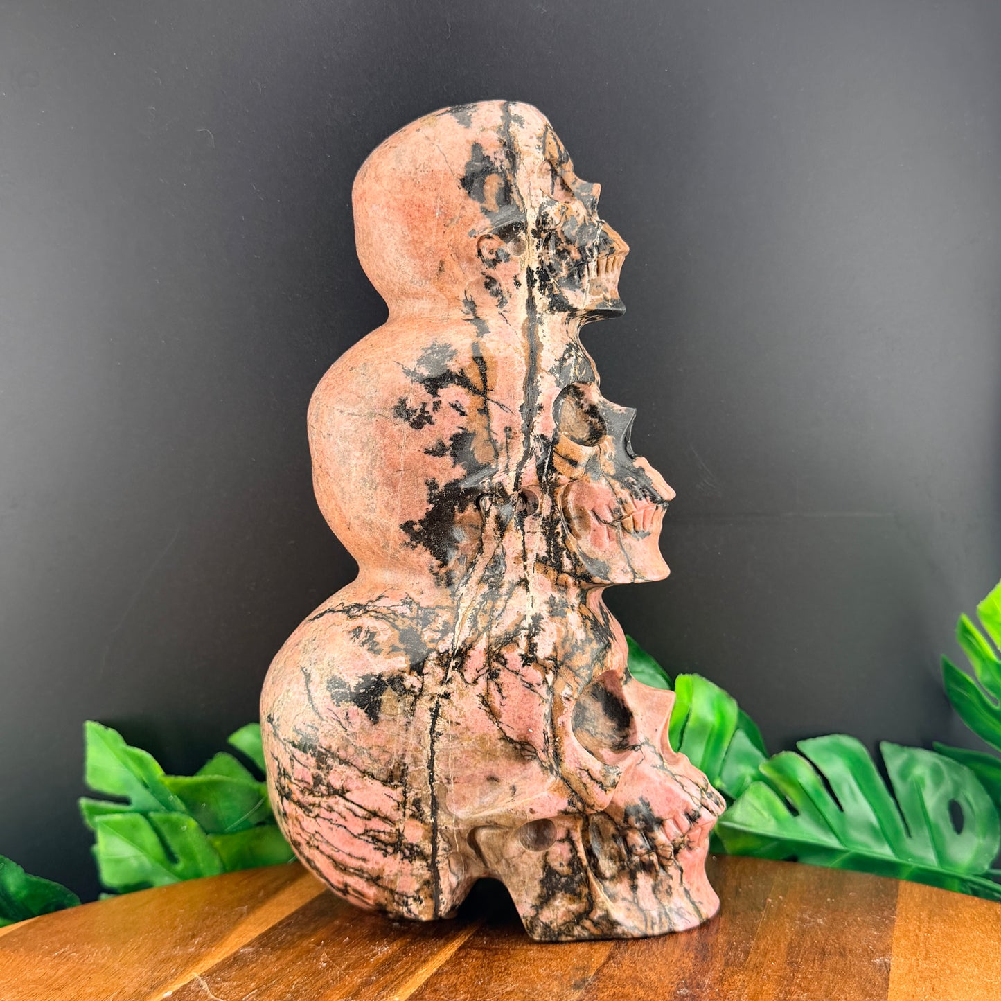 Rhodonite Three Tiered Skull