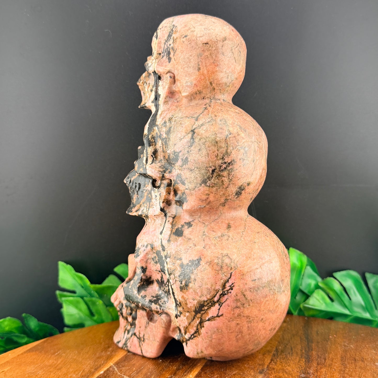 Rhodonite Three Tiered Skull