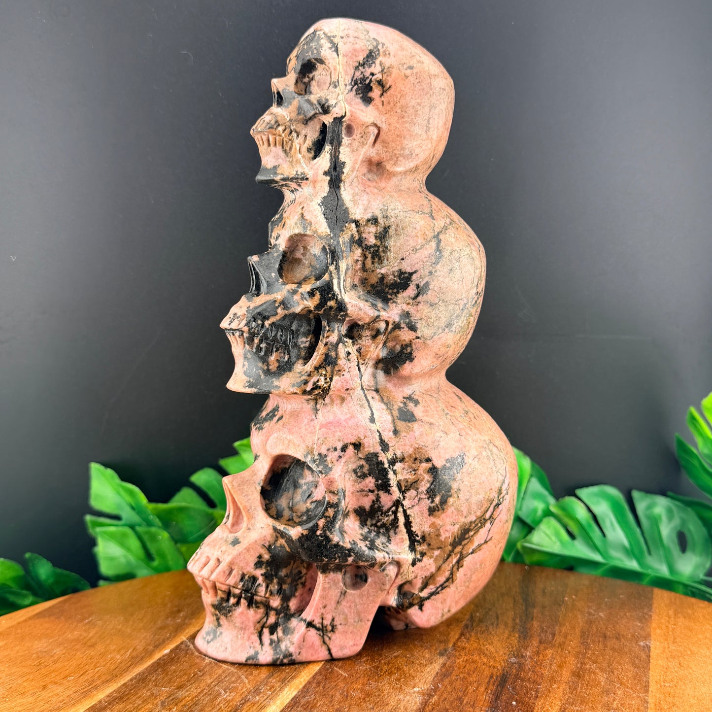 Rhodonite Three Tiered Skull