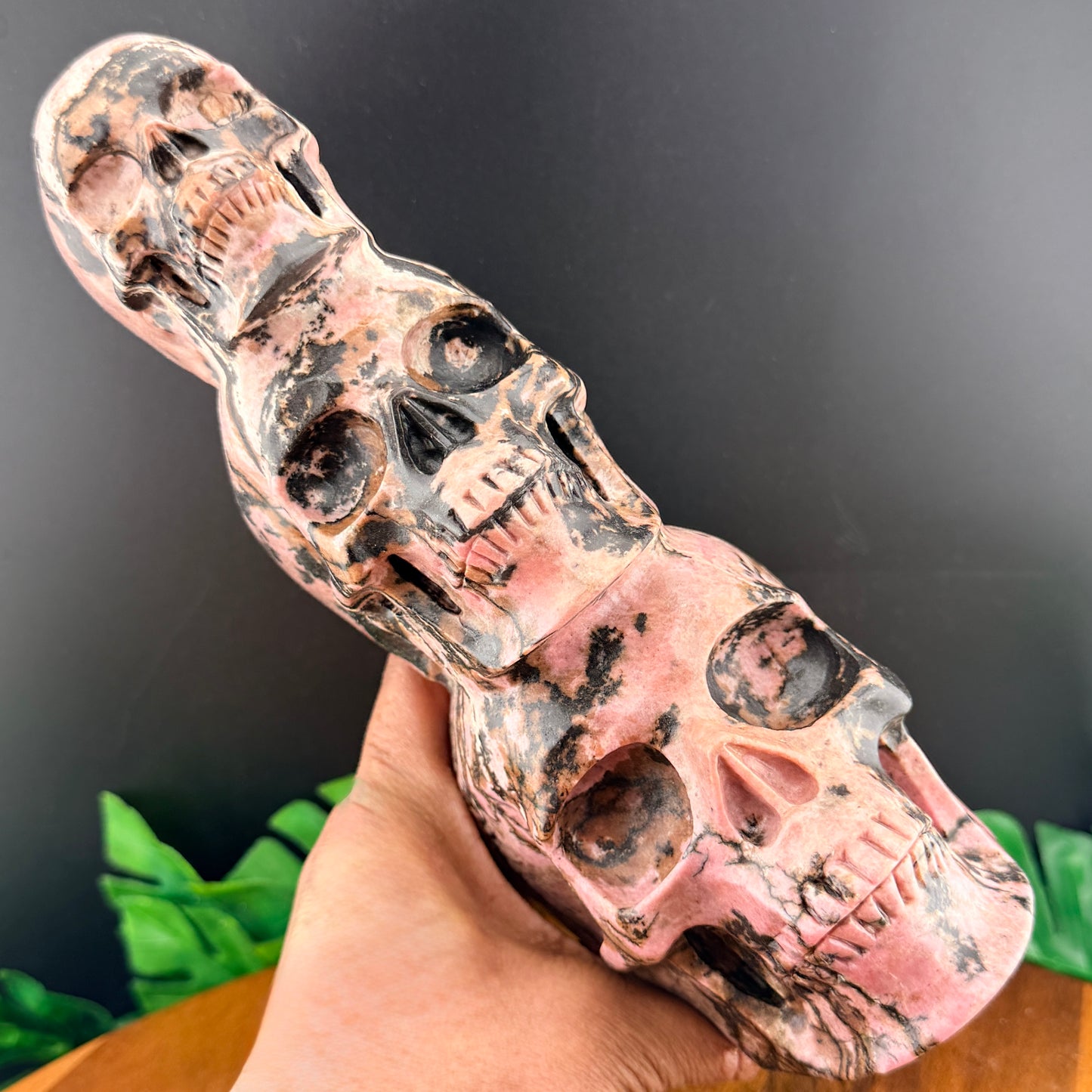 Rhodonite Three Tiered Skull