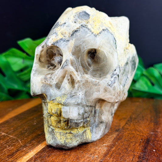 Unique White Quartz in Agate Skull