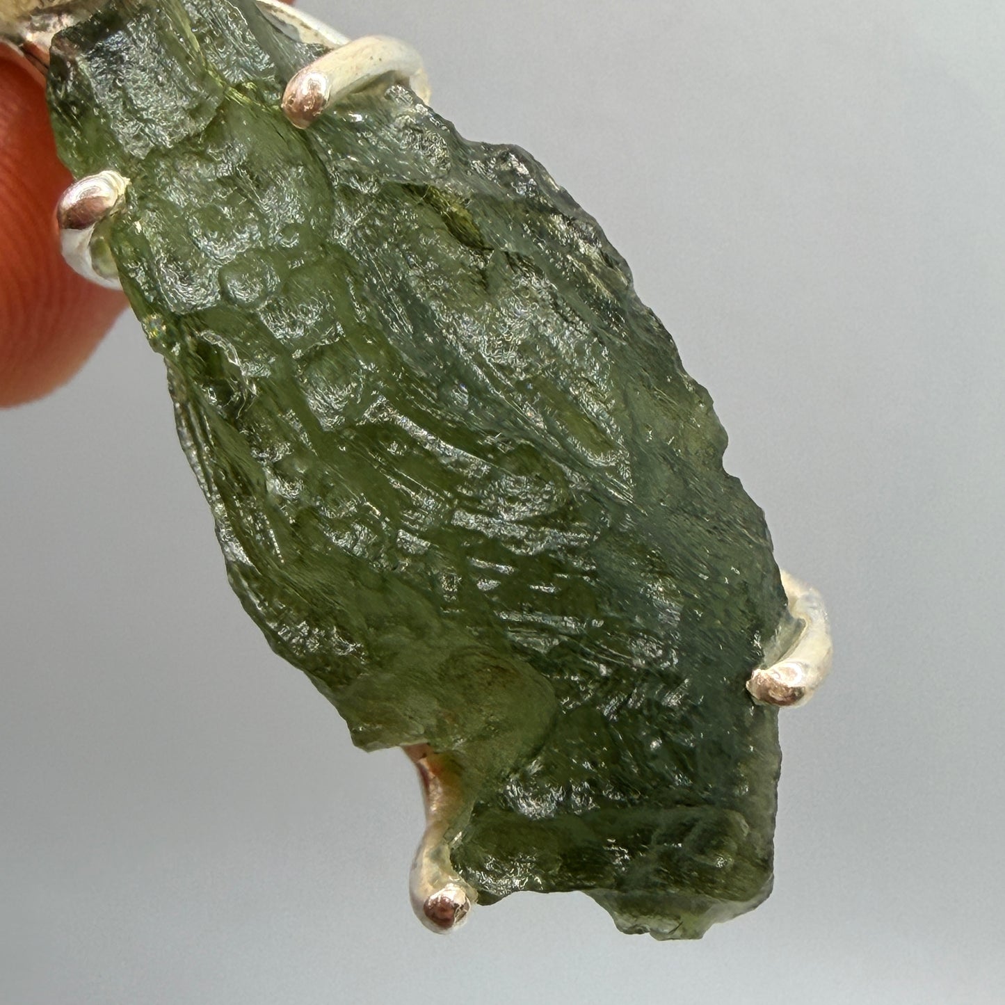 Moldavite + Herkimer Diamond Pendant 6.76 g 49x13mm .925 Silver