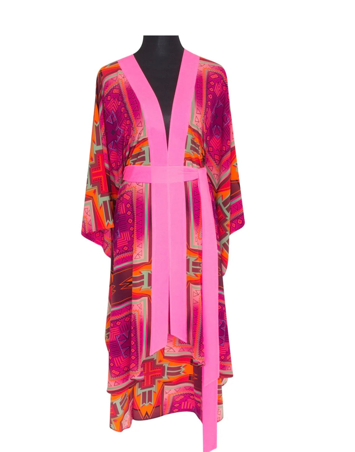 Sugar Skull Hot Pink Tribal Kimono