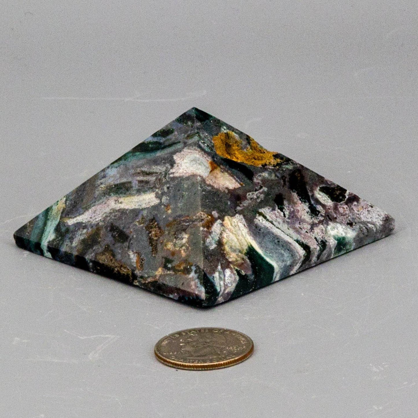 Moss Agate Pyramid 2.85 Inch 206g Small Growth Stone