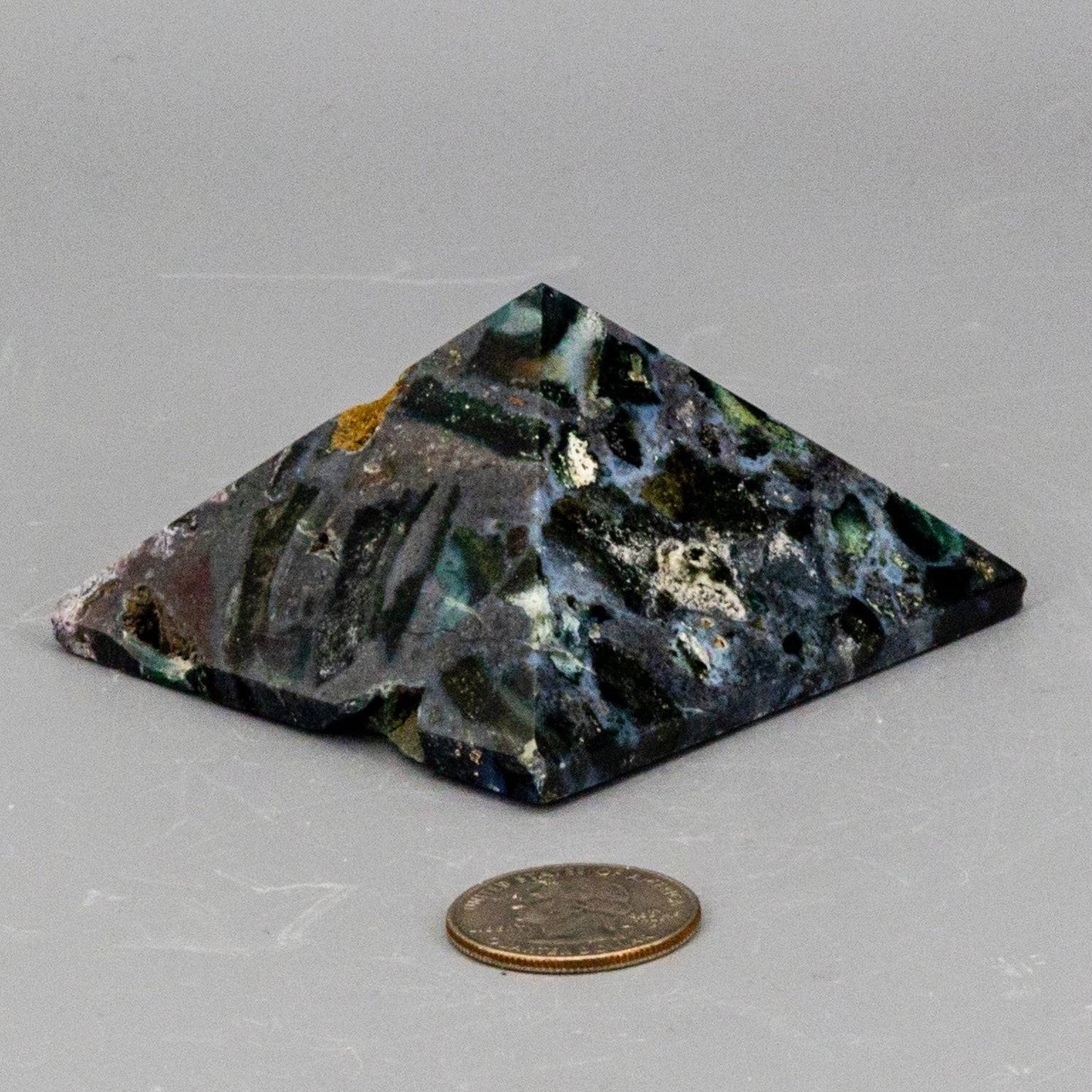 Moss Agate Pyramid 2.85 Inch 206g Small Growth Stone