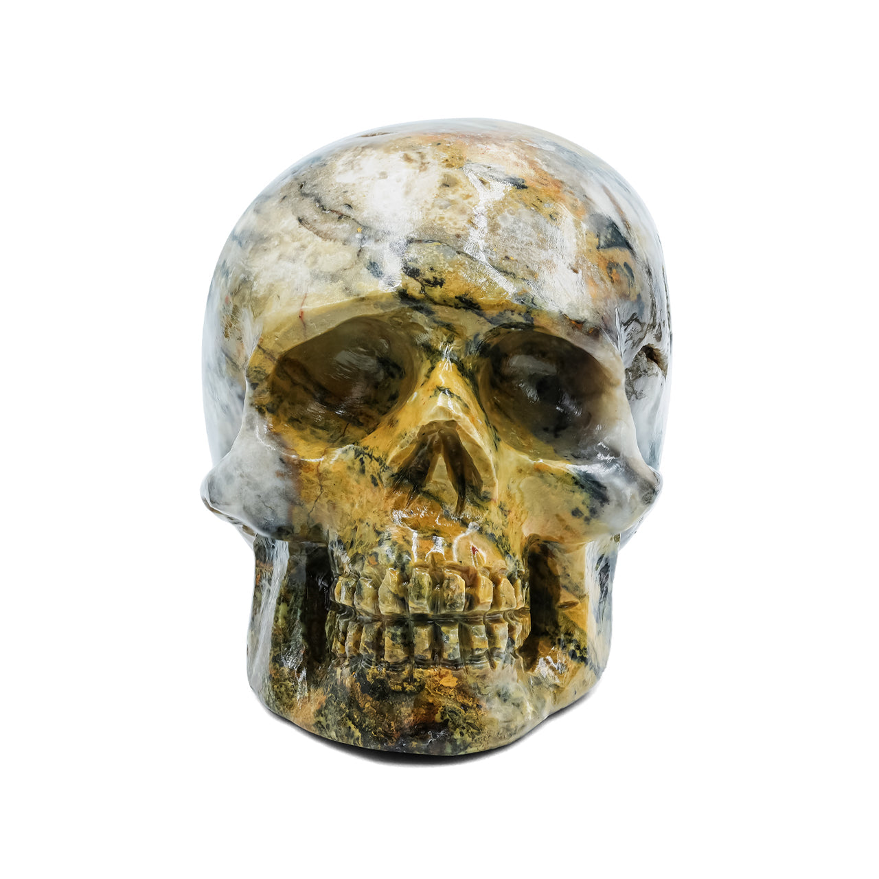 Starborn Hand-Carved Bumblebee Jasper Skull 2,550 cts - 1 Piece