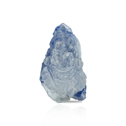 Starborn Blue Dumortierite in Quartz Crystal Ganesh Carving 39 cts - 1 Piece