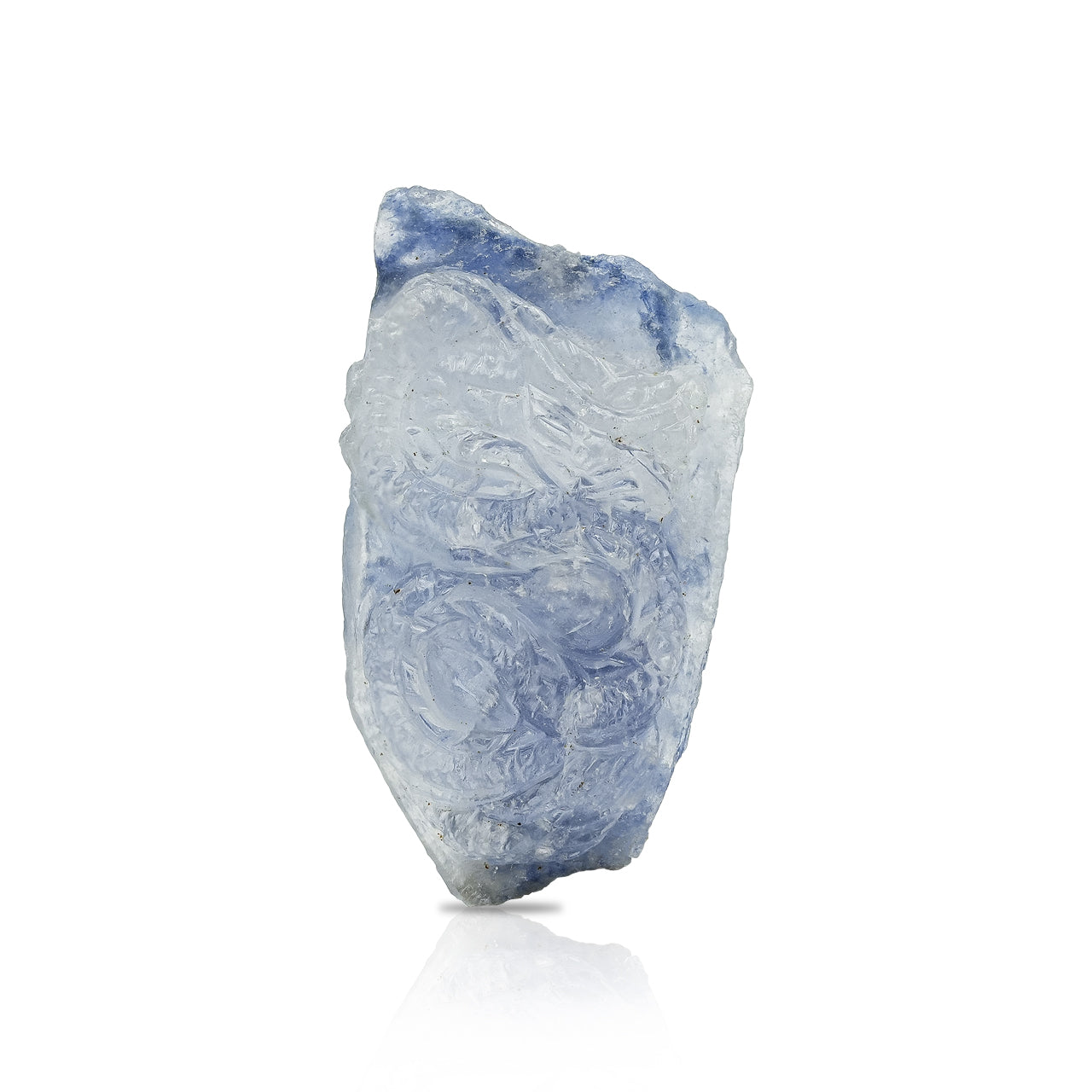 Starborn Blue Dumortierite in Quartz Crystal Dragon Carving 41 cts - 1  Piece