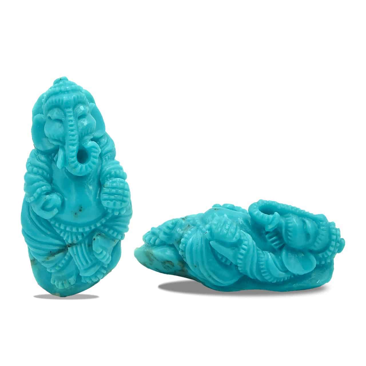 Hand Carved Turquoise Ganesh 50ct