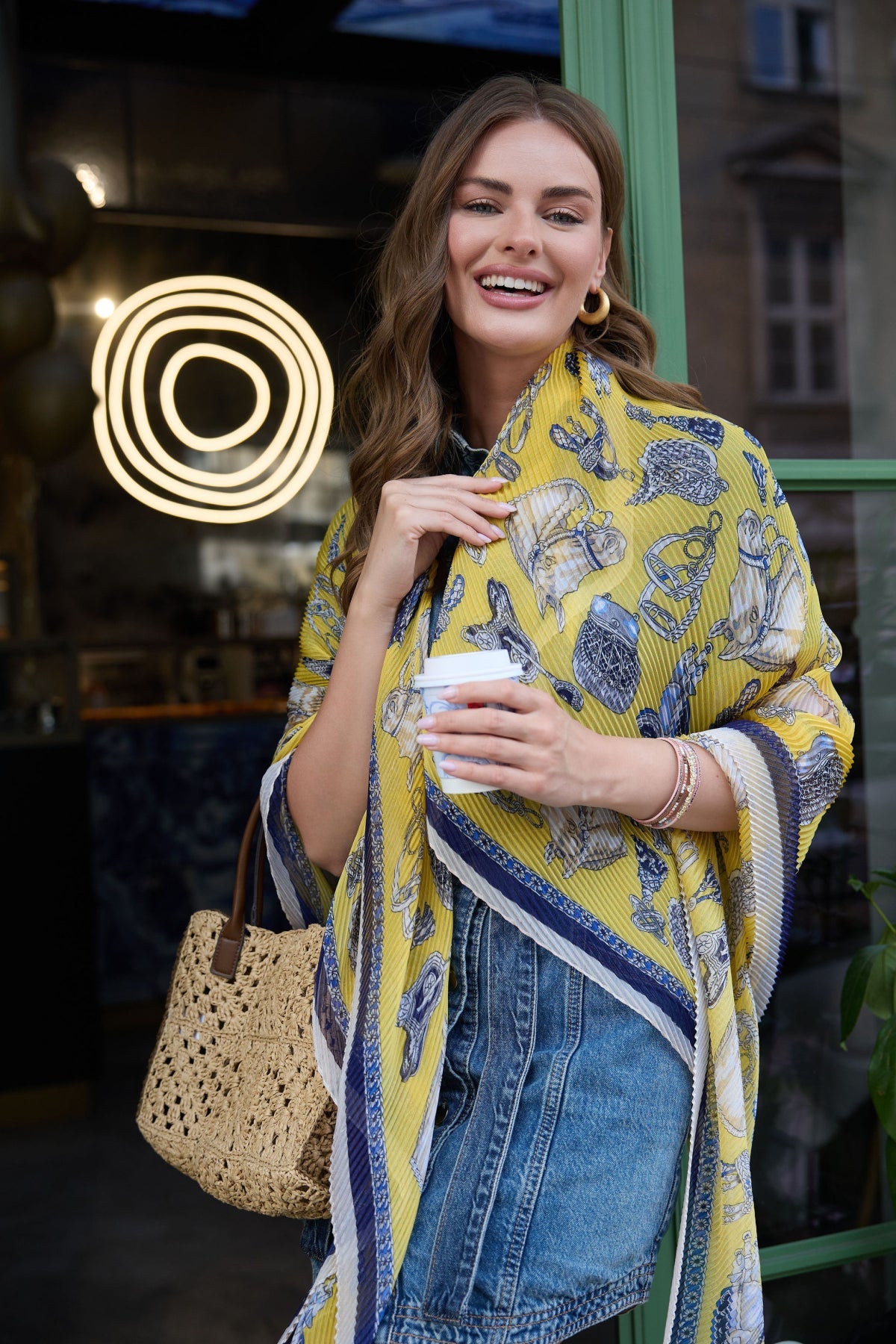 Pleated Equestrian Scarf