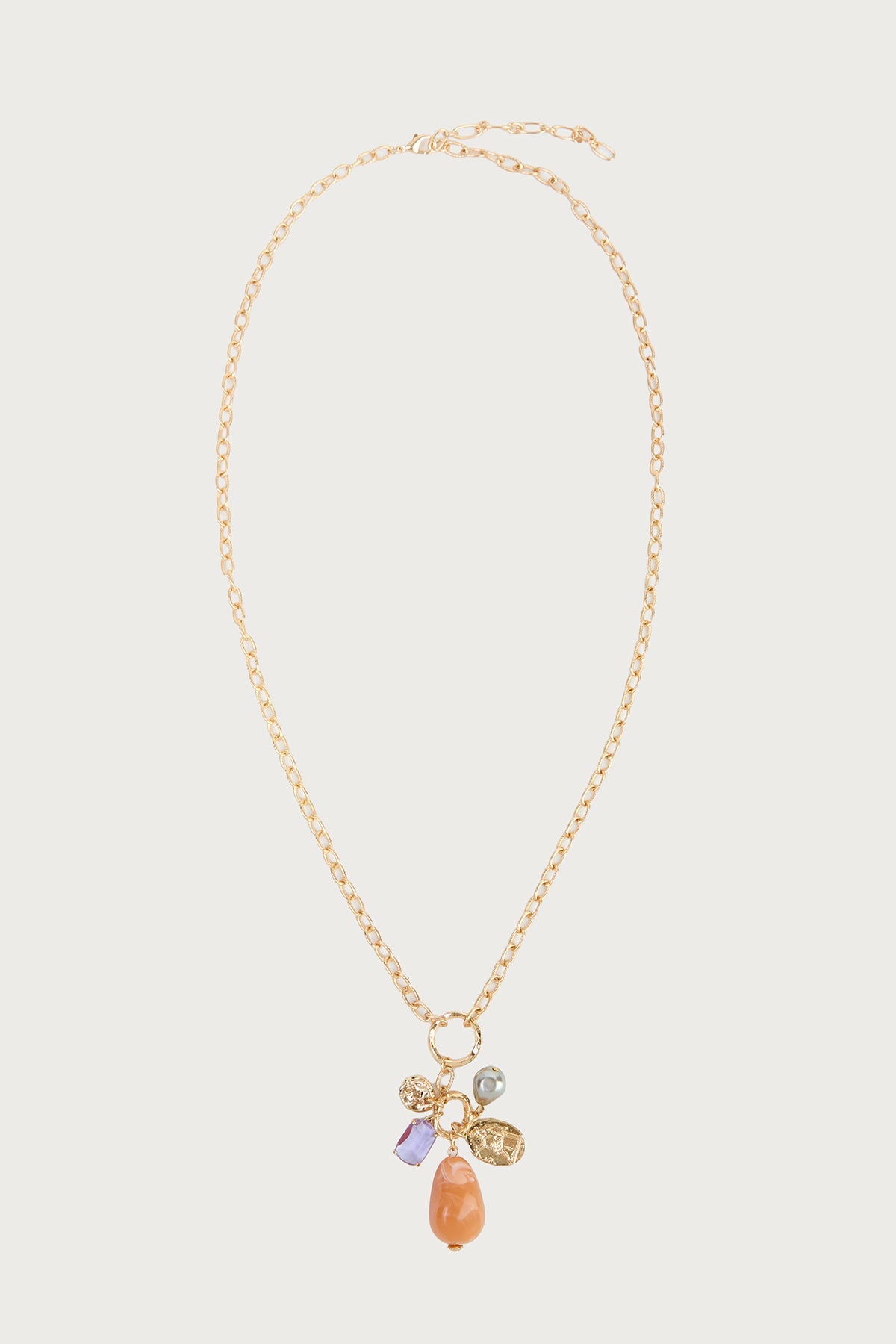 Long Stone Charm Necklace