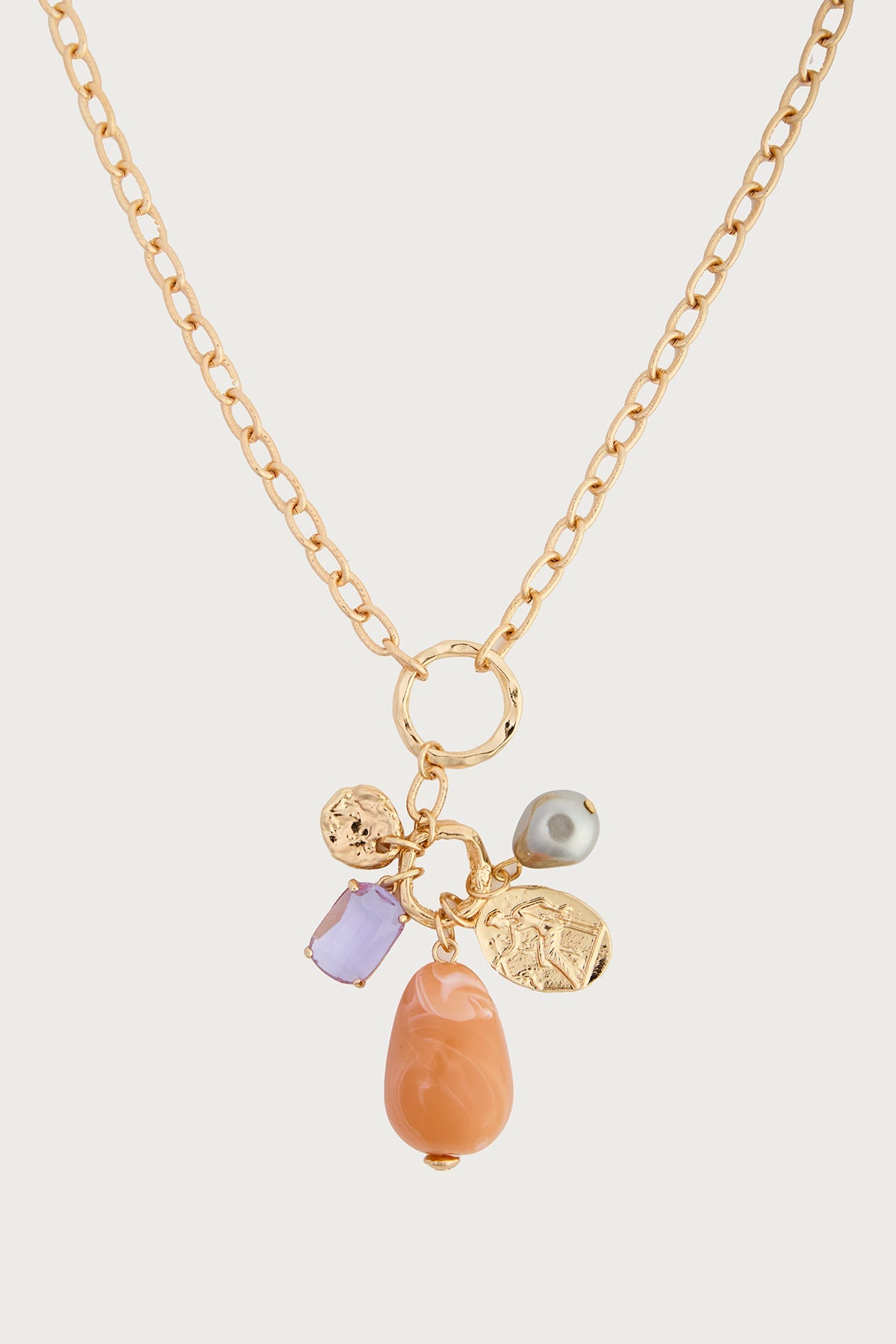 Long Stone Charm Necklace