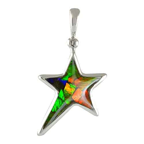 Starborn Ammolite 5-Point Rising Star Pendant in Sterling Silver