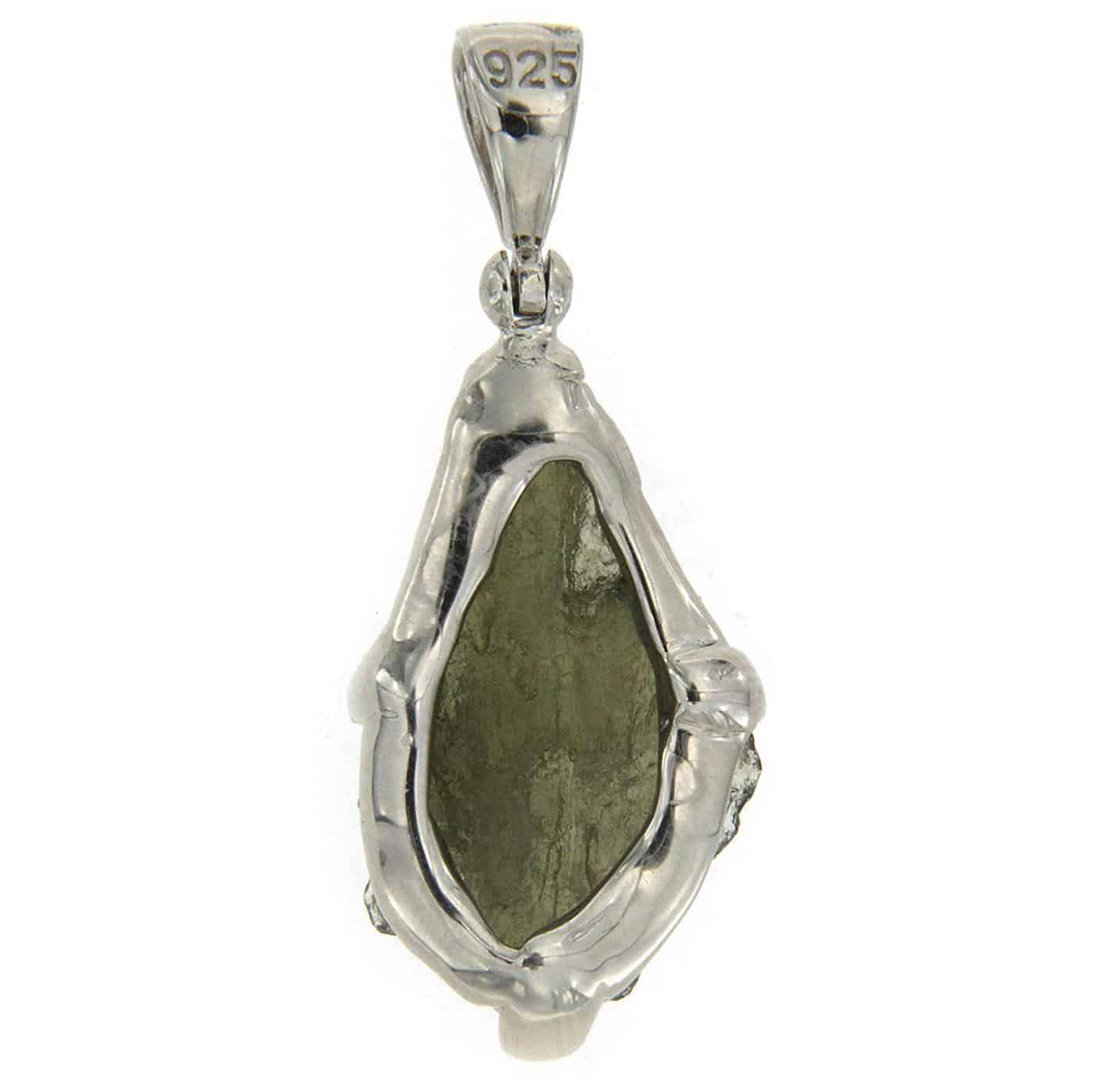 Starborn Natural Rough Moldavite Prong Set Pendant in Sterling Silver (7-11ct)