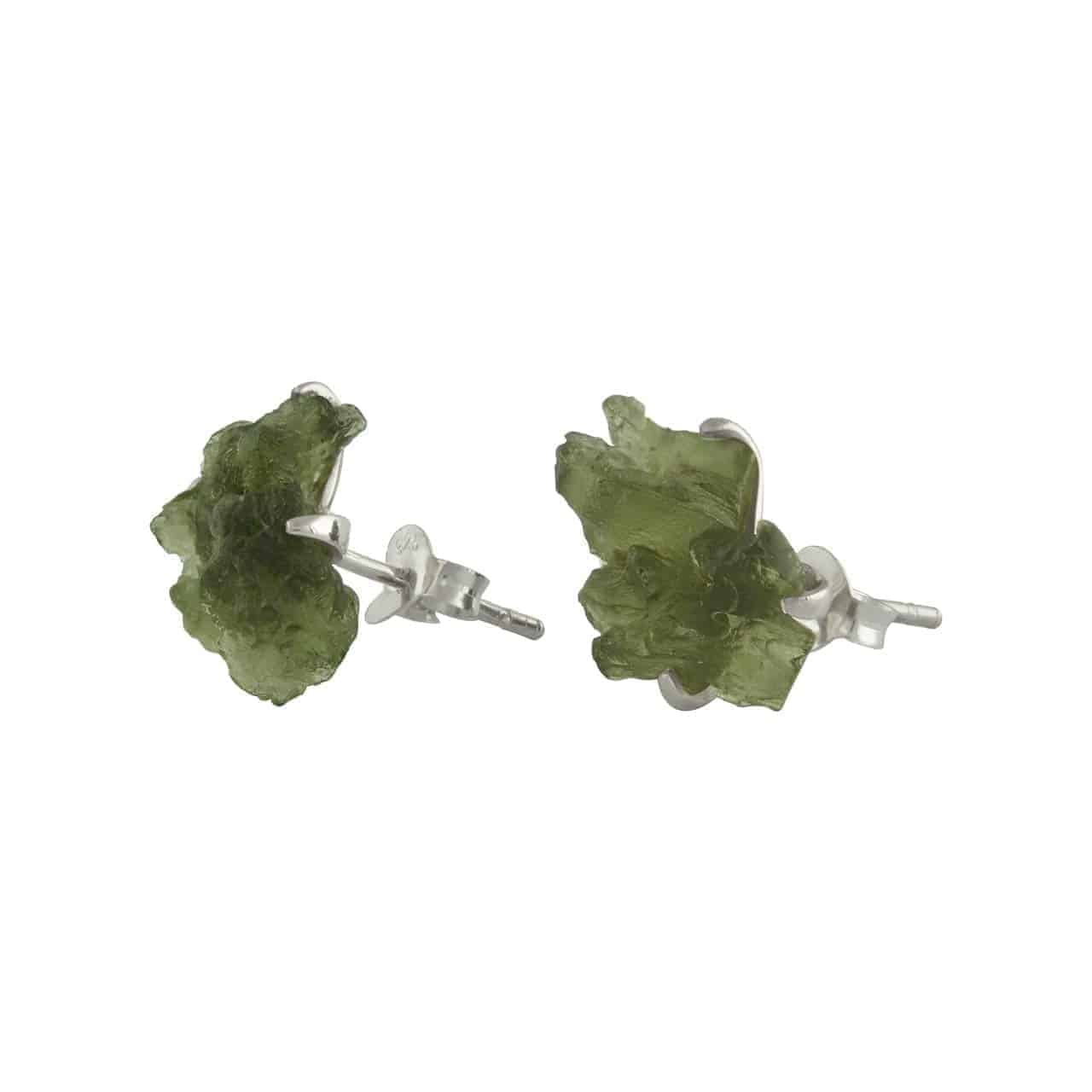 Starborn Rough Moldavite Sterling Silver Post Earrings