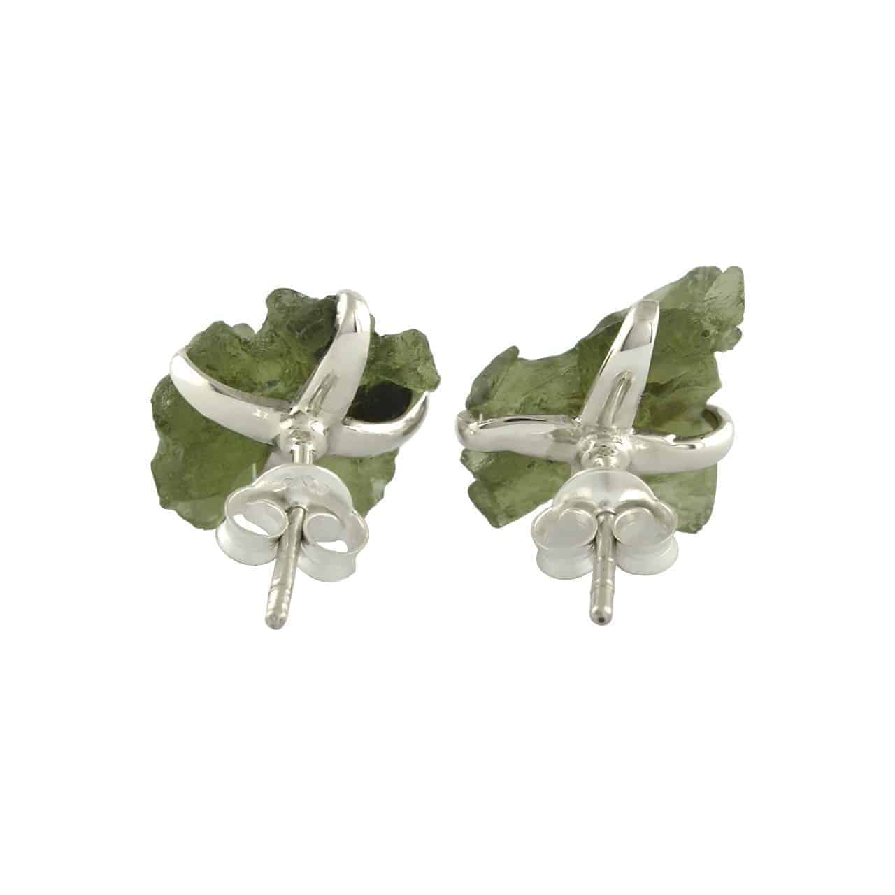 Starborn Rough Moldavite Sterling Silver Post Earrings