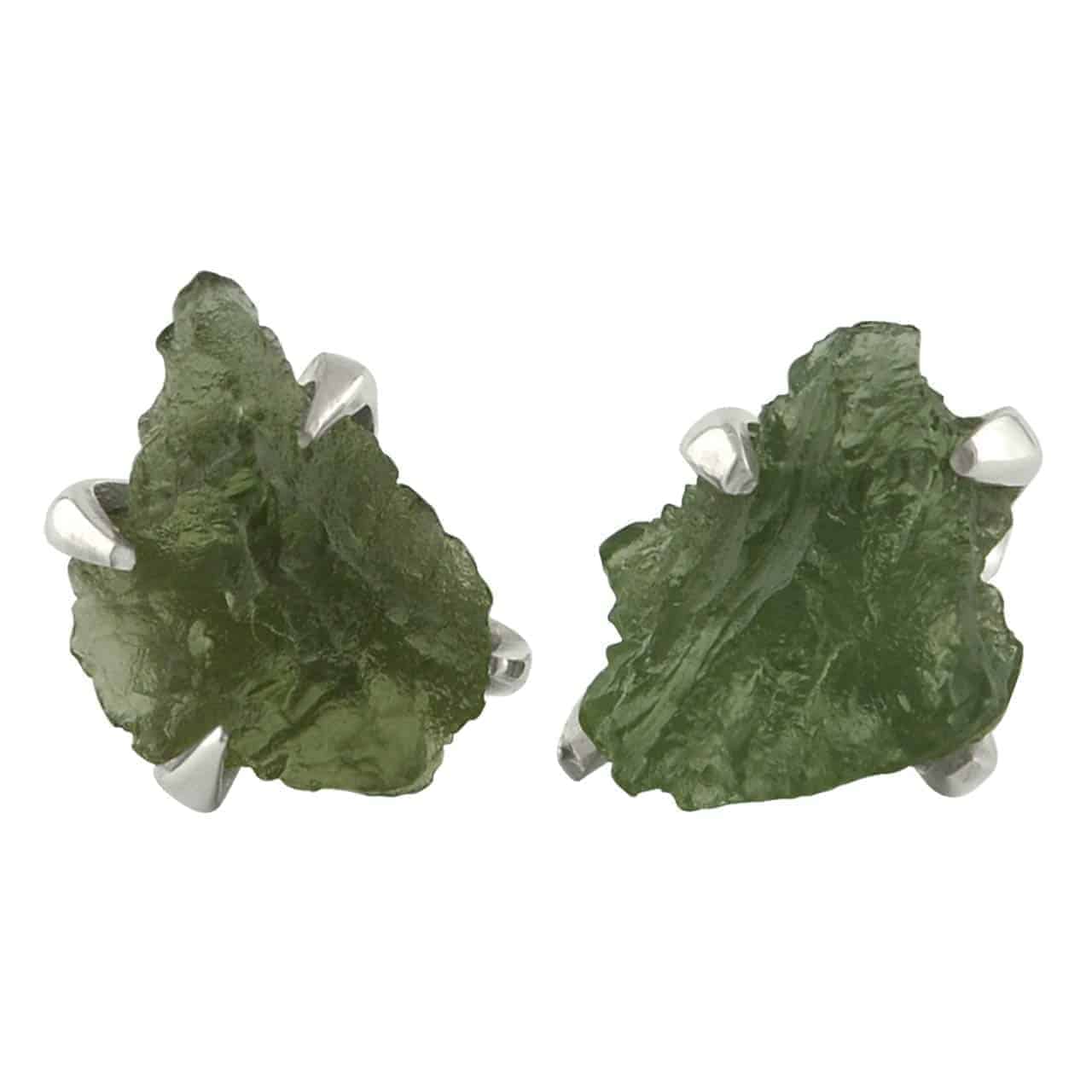 Starborn Rough Moldavite Sterling Silver Post Earrings
