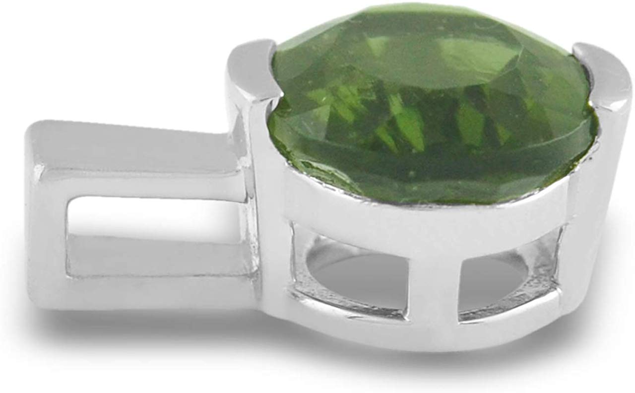 Sterling Silver Channel Set Oval Shaped Faceted Moldavite Pendant