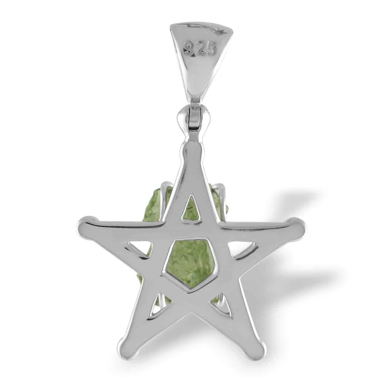 Starborn Natural Moldavite Star Cage Pendant in Sterling Silver